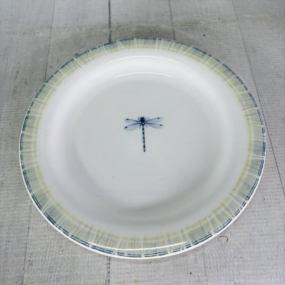 Portmeirion LAKESIDE Dragonfly Blue Green Yellow 9 1/8 Lunch Salad Plates Set 4 - Picture 8 of 16